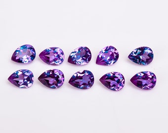 Alexandrite Pear Shape Brilliant Cut, Alexandrite Loose Gemstone For Jewelry Making, Color Changing Gemstone Calibrated Size 6X4 To 20X15 mm