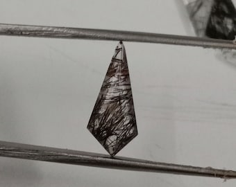Natural Black Rutile Quartz Kite Gemstone – Faceted 13x6mm for Jewelry Making