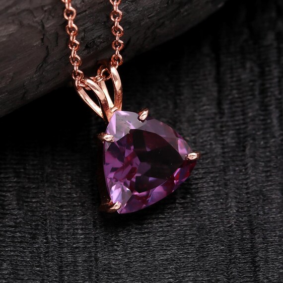 Alexandrite Trillion Shape Pendant, 925 Sterling Silver Handmade