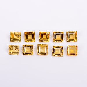 100% Natural Citrine Quartz Square Shape Brilliant Cut, Yellow Citrine Loose Gemstone For Jewelry Making, Calibrated Size 3X3 To 10X10 mm