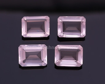 Natuurlijke achthoekige edelsteen rozenkwarts, smaragd geslepen, steen voor het maken van sieraden (6 x 4-20 x 15 mm)
