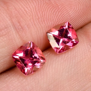 Topazio rosa naturale a forma di cuscino, taglio sfaccettato, pietra preziosa sfusa per la creazione di gioielli, regalo unico. Topazio rosa, dimensioni calibrate da 4 x 4 a 10 x 10 mm.