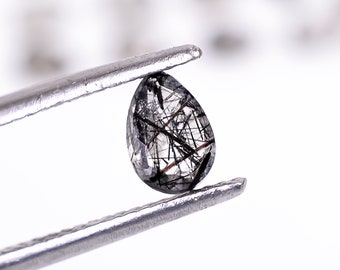 Black Rutile Pear Shape Faceted Cut Crystal, Natural Quartz Loose Gemstone For Jewelry Making, Calibrated Size 6X4 To 14X10 mm Birthday Gift