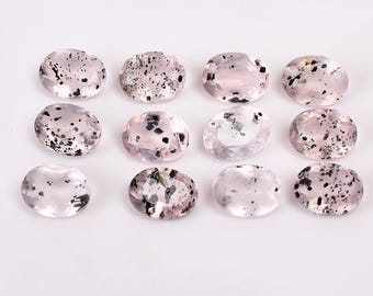 Piedra preciosa de cuarzo rosa punteado: talla ovalada facetada (de 8 x 6 a 12 x 10 mm)