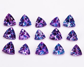 Alexandrite Trillion Shape Faceted Cut, Alexandrite Loose Gemstone For Jewelry Making, Color Changeable Stone Calibrated Size 5X5 To 15X15mm