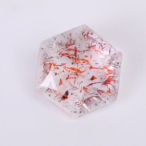 Super Seven-kwarts-edelsteen: gefacetteerde lepidocrociet melodiezeshoek, 7 x 7 mm