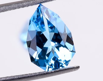 Natural Swiss Blue Topaz Pear Cut Gemstone for Jewelry Making (12x8 mm)