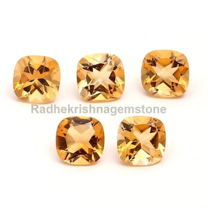 Natural Citrine Quartz Cushion Shape, Citrine Loose Gemstone For Jewelry Making, Citrine Cushion Brilliant Cut Calibrated Size 5X5--12X12mm
