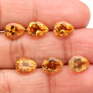 Natural Citrine Quartz Pear Faceted Cut, Citrine Loose Gemstone For Jewelry Making, Yellow Crystal Pear Shape Calibrated Size 5X3 To 10X8 mm