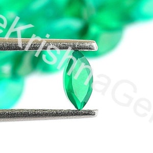 Piedra preciosa de ónix verde talla marquesa: piedra facetada natural (de 4 x 2 a 14 x 7 mm)