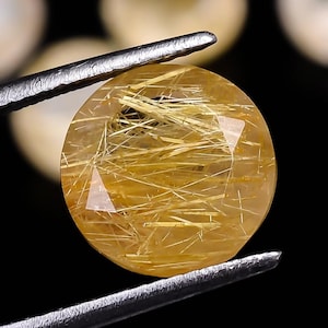 Cuarzo rutilado dorado redondo, piedra preciosa suelta de cuarzo rutilado natural para joyería, cristal amarillo calibrado de 4 x 4 a 10 x 10 mm.