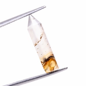 Montana Agate Tower Crystal: Yellow Pencil Gemstone, Jewelry Making (21X5 mm