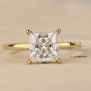 Engagement Ring Princess Cut Diamond Ring for Women Genuine Lab Grown Diamond Ring Square Diamond Ring for Anniversary Gifts Solitaire Ring