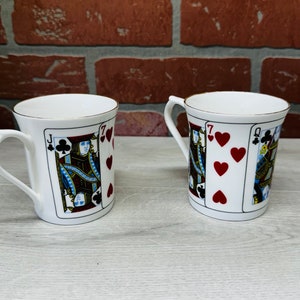 Baralho de cartas vintage “Queens” xícaras de café de cerâmica