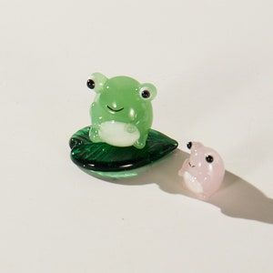 A Set of handmade glass frog statues, Glass Frogs, Frog Ornaments,Tiny Frog Figurine Miniature, Glass Animals, Glass Statues,Stained Glass image 1