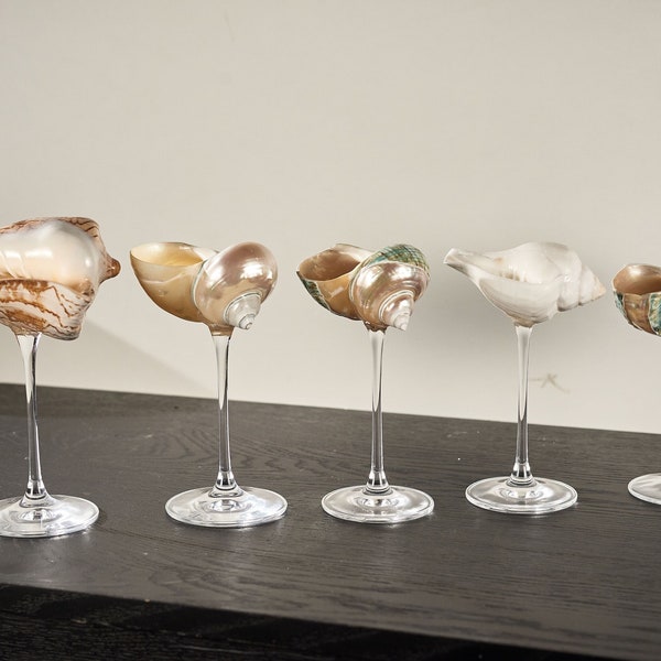 Handmade Natural Conch Shell Wine Glass,Beach Wedding Wine Glasses,Seashell Glasse,Goblet Cocktail Glass Cup,Bar Glasses,Martini Glasses