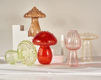 Décoration champignon, art champignon, décoration florale pour la maison, vase à fleurs créatif, cadeau pour amateur de plantes, petit vase champignon, cadeau de pendaison de crémaillère, vitrail