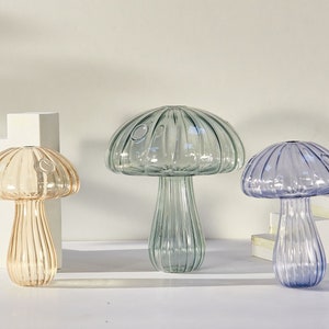 Handmade Glass Mushroom Vase, Fungi Home Decor, Creative Flower Vases, Hydroponic Art Plant Table Centerpiece,Mushroom Art,Stained Glass