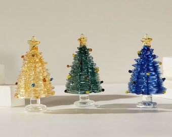 Glasmalereien, Glas Weihnachtsbäume, handgemachte Glas Miniatur Weihnachtsbäume, Feiertage Dekor, Sammler Weihnachtsbäume, Glaskunst