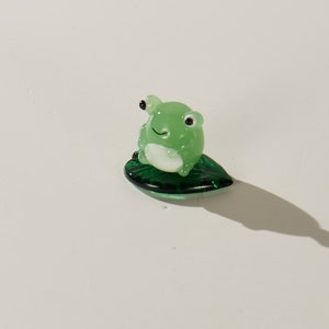 A Set of handmade glass frog statues, Glass Frogs, Frog Ornaments,Tiny Frog Figurine Miniature, Glass Animals, Glass Statues,Stained Glass image 2