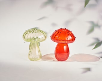 Handmade Glass Mushroom Vase, Fungi Home Decor, Creative Flower Vases, Hydroponic Art Plant Table Centerpiece,Stained Glass,Mushroom Art