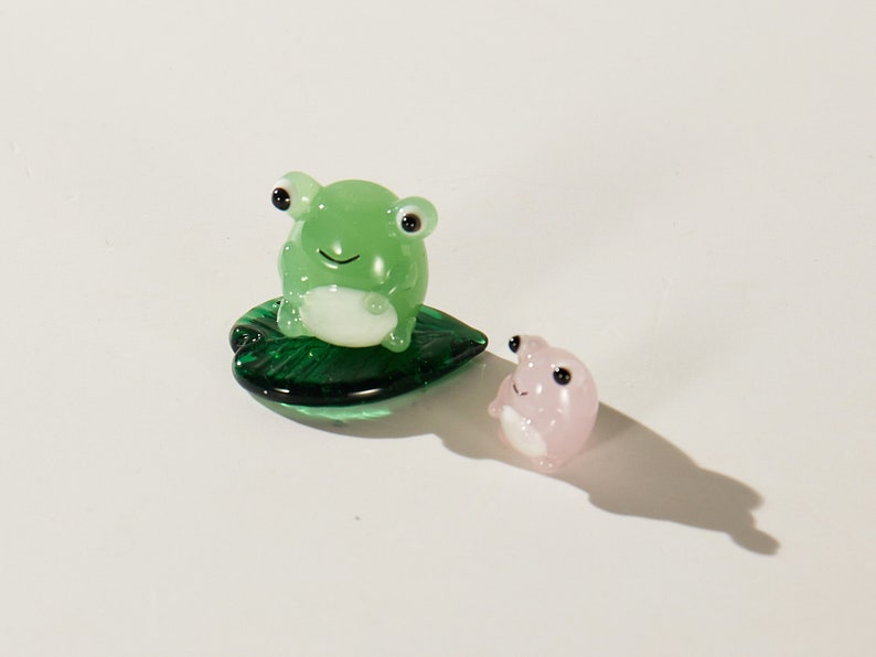 A Set of handmade glass frog statues, Glass Frogs, Frog Ornaments,Tiny Frog Figurine Miniature, Glass Animals, Glass Statues,Stained Glass image 1