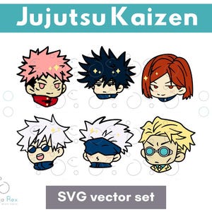 Jujutsu Kaizen Kawai Cute Characters SVG bundle