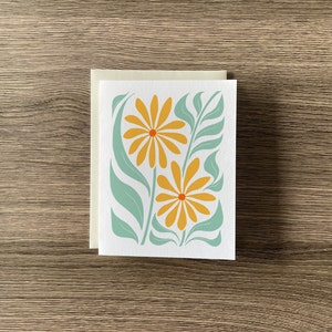 carte de vœux florale, carte de vœux vierge, carte de vœux simple - calendulas