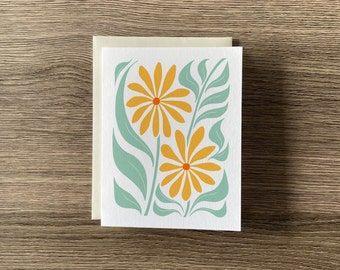 floral greeting card, blank greeting card, simple greeting card - calendulas