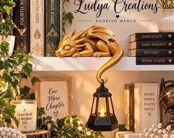 Drakenlamp met LED – Boekachtige fantasiedecoratie – Drakenlantaarn – Romantische bibliotheekdecoratie – Cadeau voor drakenliefhebbers – 4 kleuren