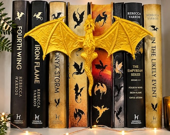 Insert livre dragon doré – Décoration bibliothèque fantasy – Bookish decor à glisser entre deux livres