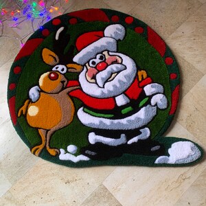 Handmade Santa Claus Rug, Acrylic Christmas Carpet (25.3 Inches) - Etsy