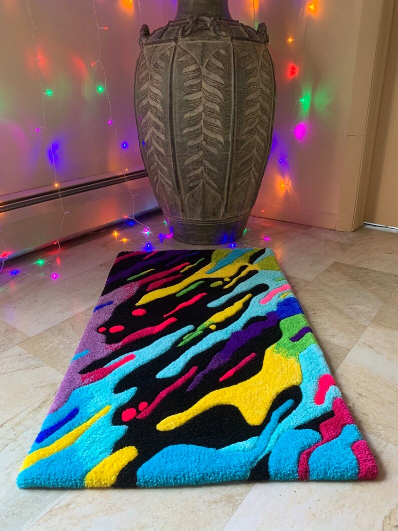 Rainbow Tufted Rug Aesthetic Rug Bright Carpet Multicolor Rug Etsy