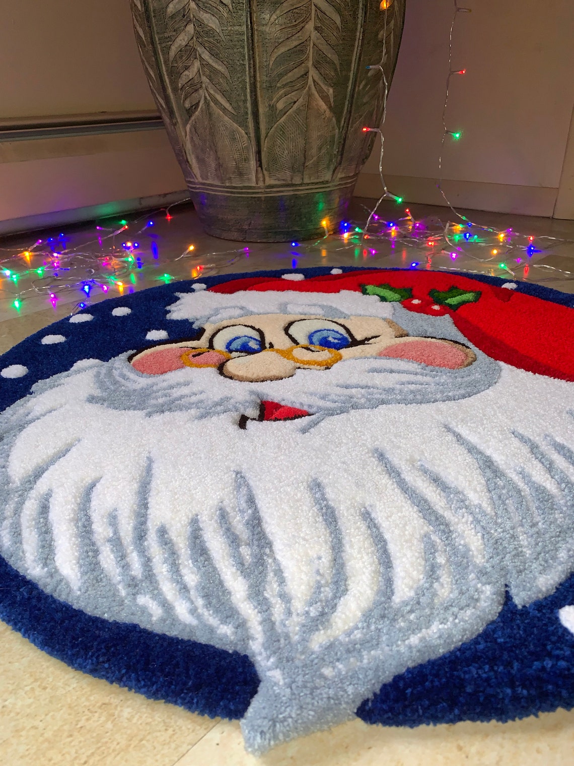 Handmade Santa Claus Rug, Tufted Acrylic Christmas Carpet (27 Inches ...