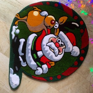 Handmade Santa Claus Rug, Acrylic Christmas Carpet (25.3 Inches) - Etsy