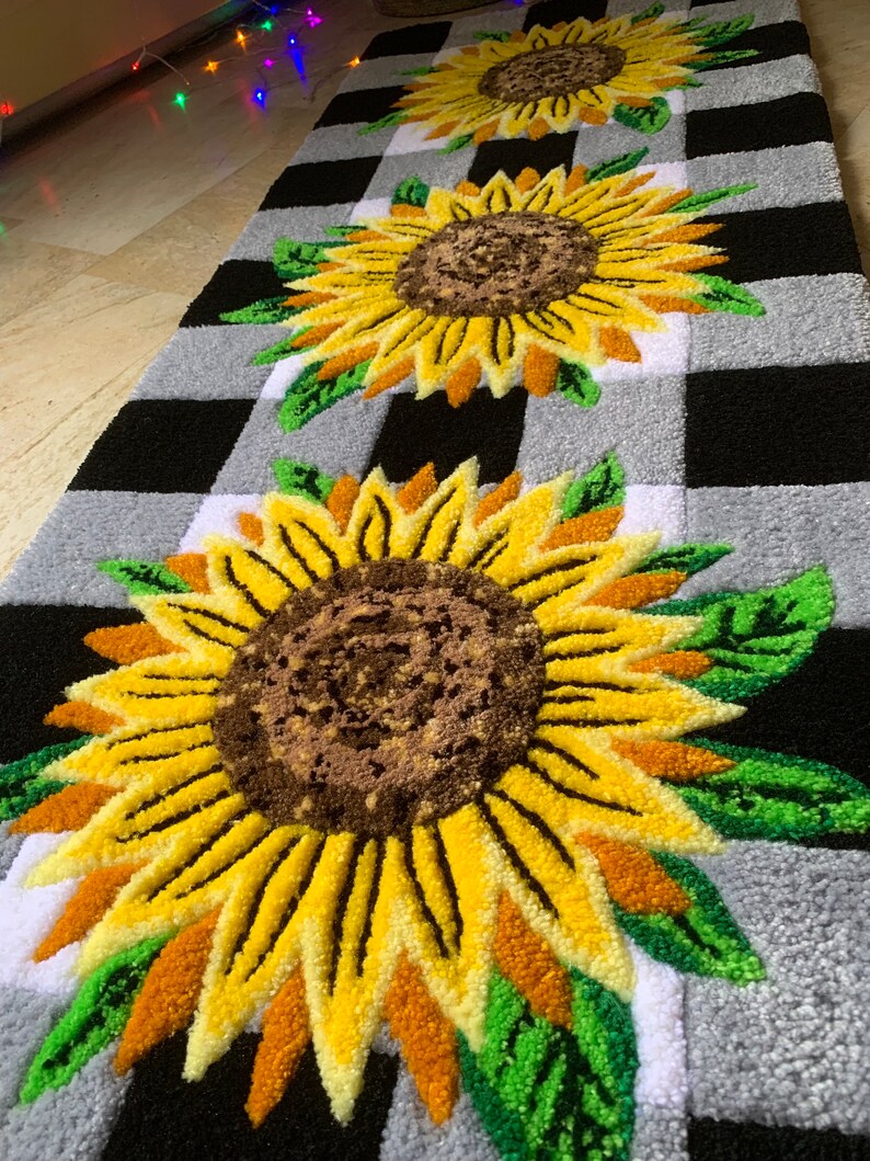 Floral Carpet, Sunflower Rug, Bufalo Style Carpet, Housewarming Gift ...