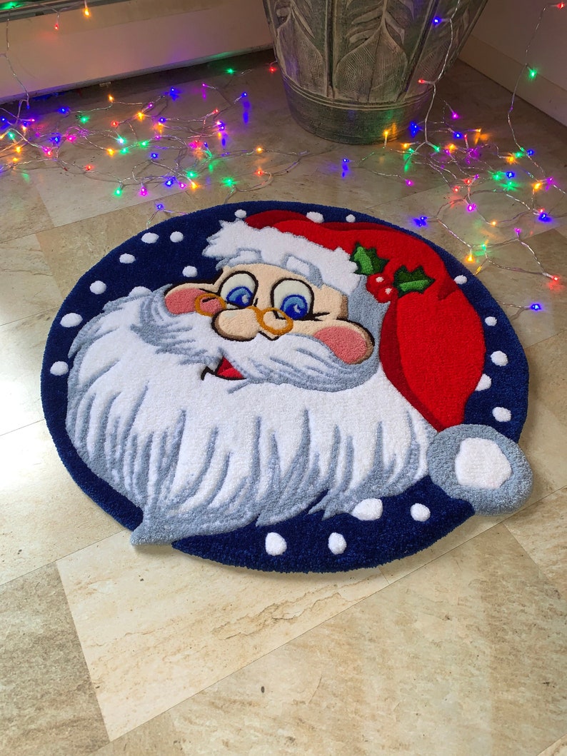 Handmade Santa Claus Rug, Tufted Acrylic Christmas Carpet (27 Inches ...