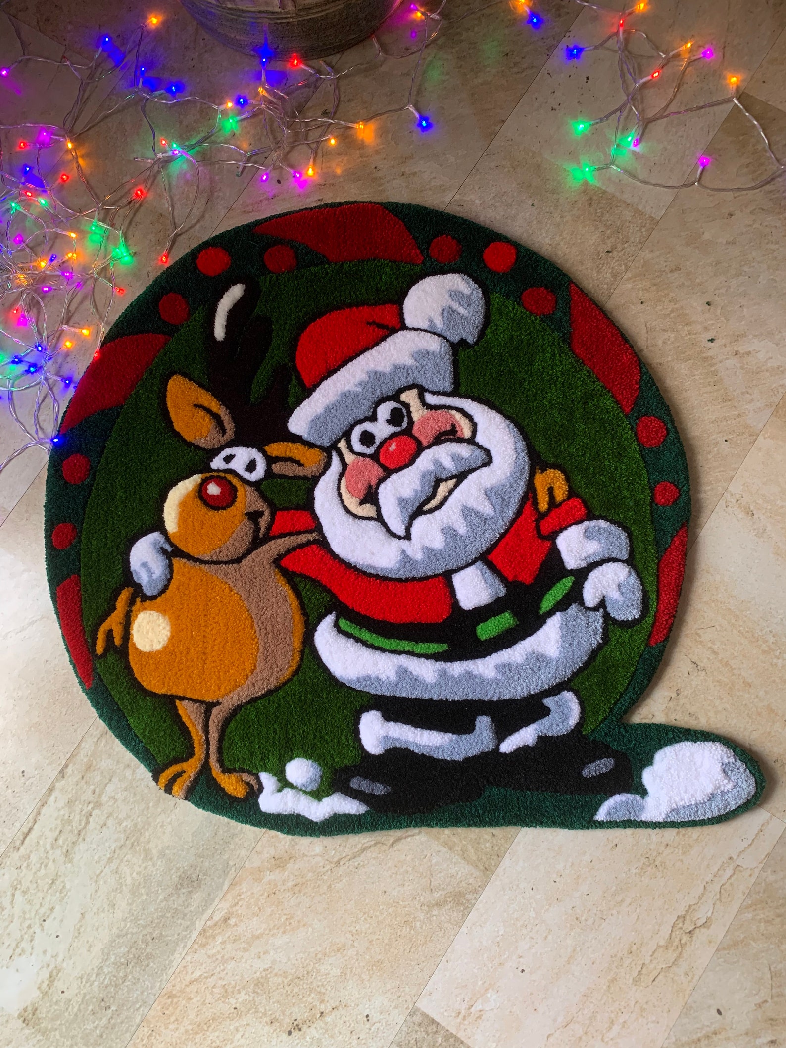 Handmade Santa Claus Rug, Acrylic Christmas Carpet (25.3 Inches) - Etsy