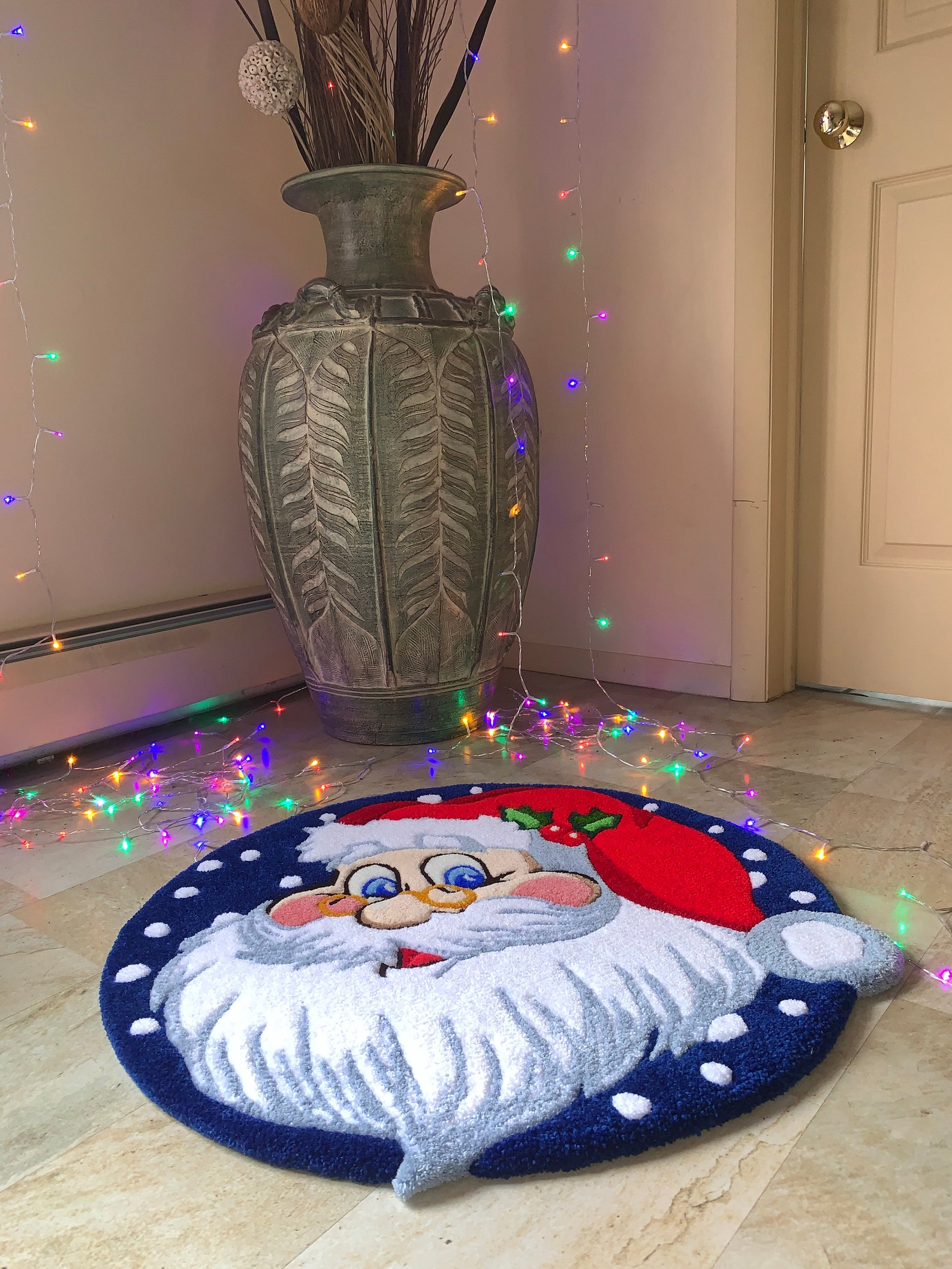Handmade Santa Claus Rug, Tufted Acrylic Christmas Carpet (27 Inches ...