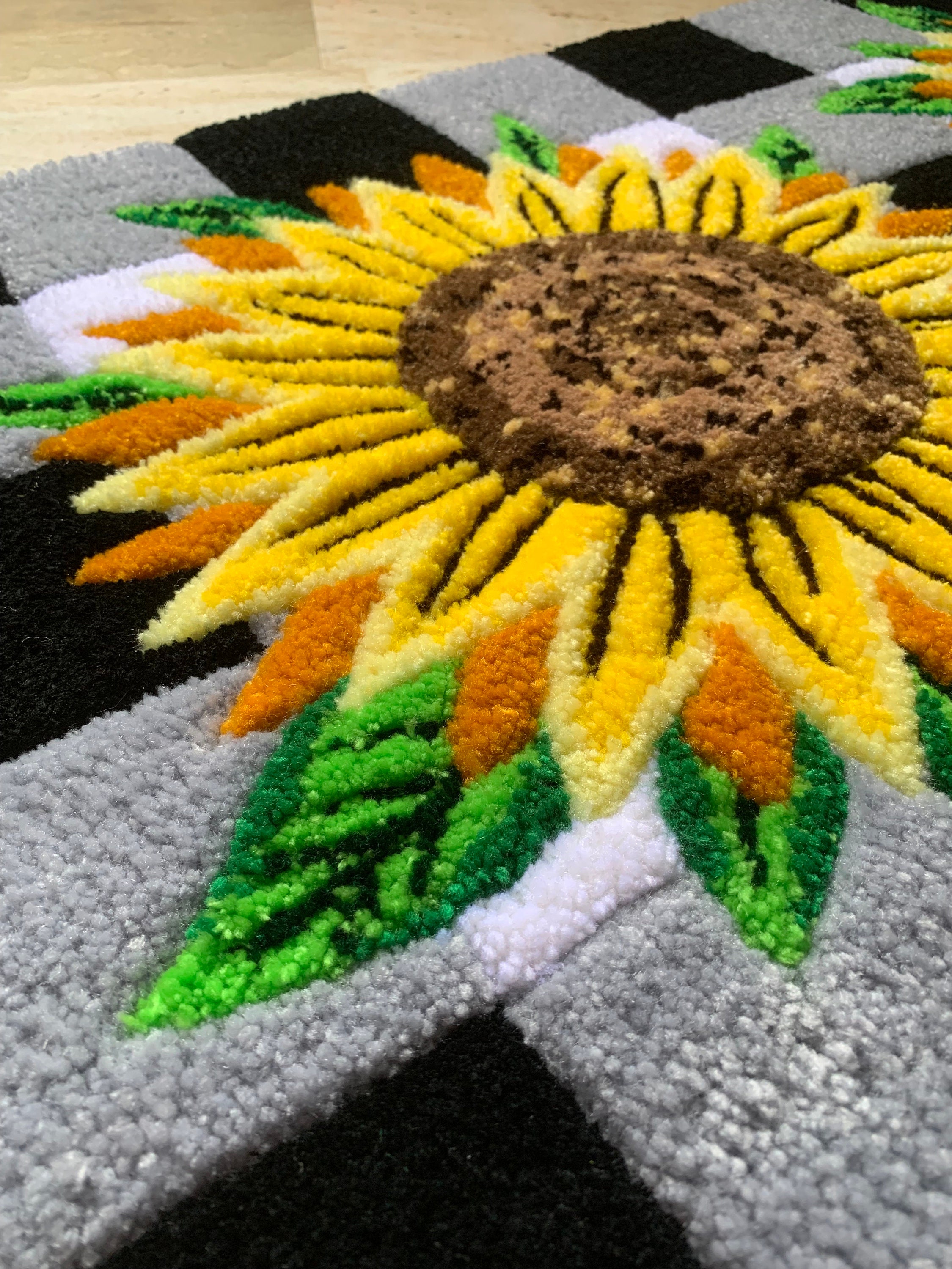 Floral Carpet, Sunflower Rug, Bufalo Style Carpet, Housewarming Gift ...