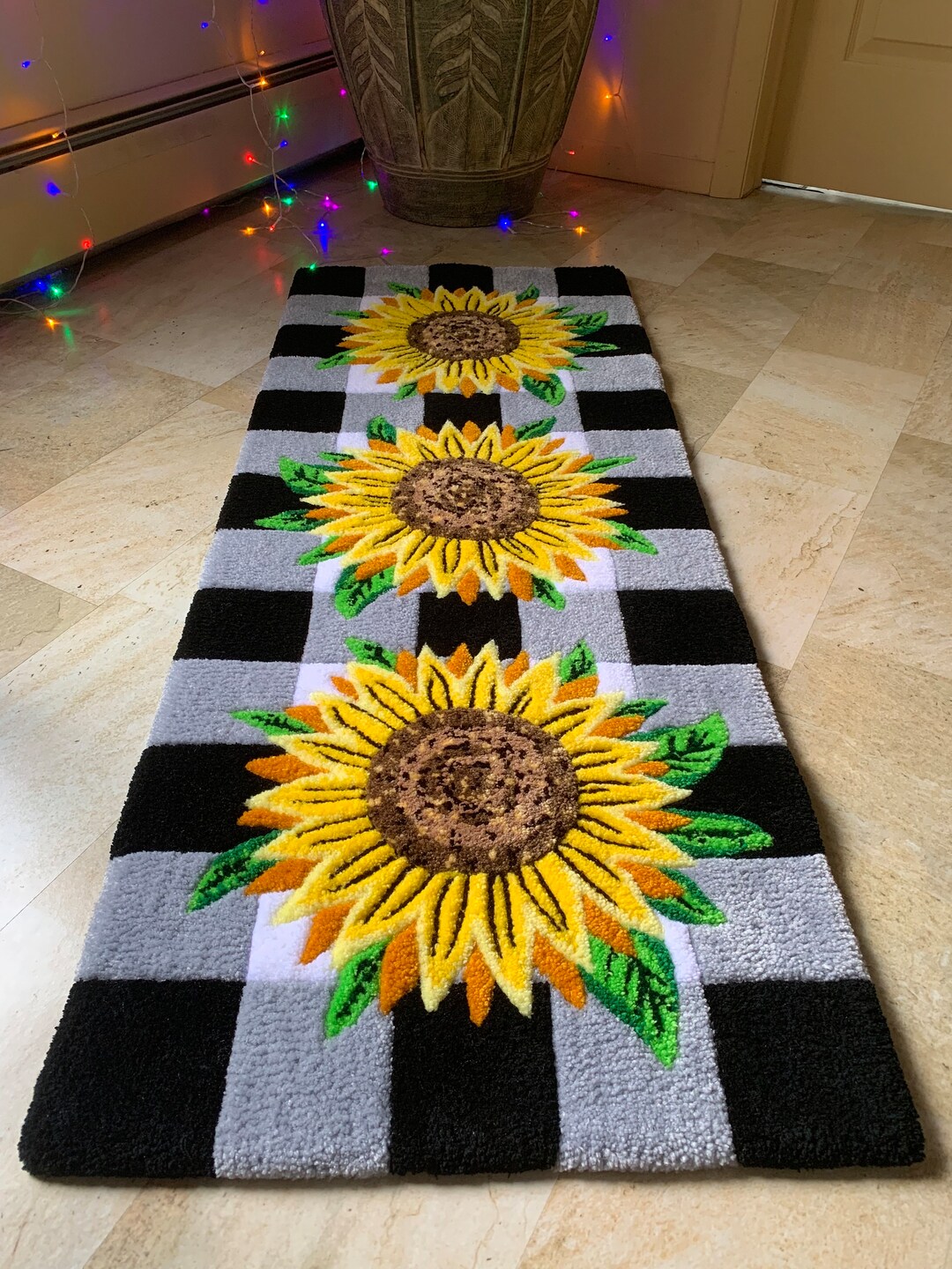 Sunflosewers Rug Buffalo Plaid Rug Home Sunflowers Carpet Kitchen Rug