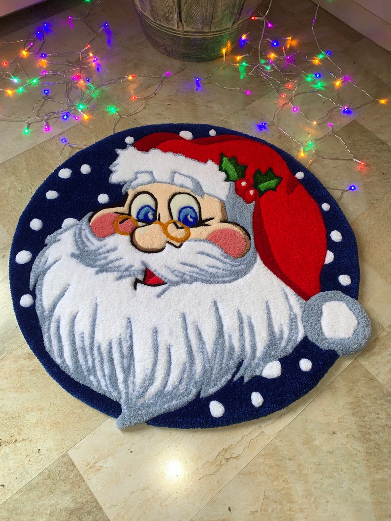 Handmade Santa Claus Rug, Tufted Acrylic Christmas Carpet (27 Inches ...