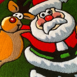 Santa Claus Area Rug, Merry Christmas Rug, Christmas Decoration, Christmas Gift, Xmas Carpet, Rugs For Living Room, Handmade Santa rug