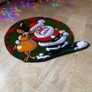 Handmade Santa Claus Rug, Acrylic Christmas Carpet (25.3 Inches) - Etsy