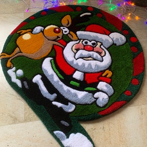 Handmade Santa Claus Rug, Acrylic Christmas Carpet (25.3 Inches) - Etsy