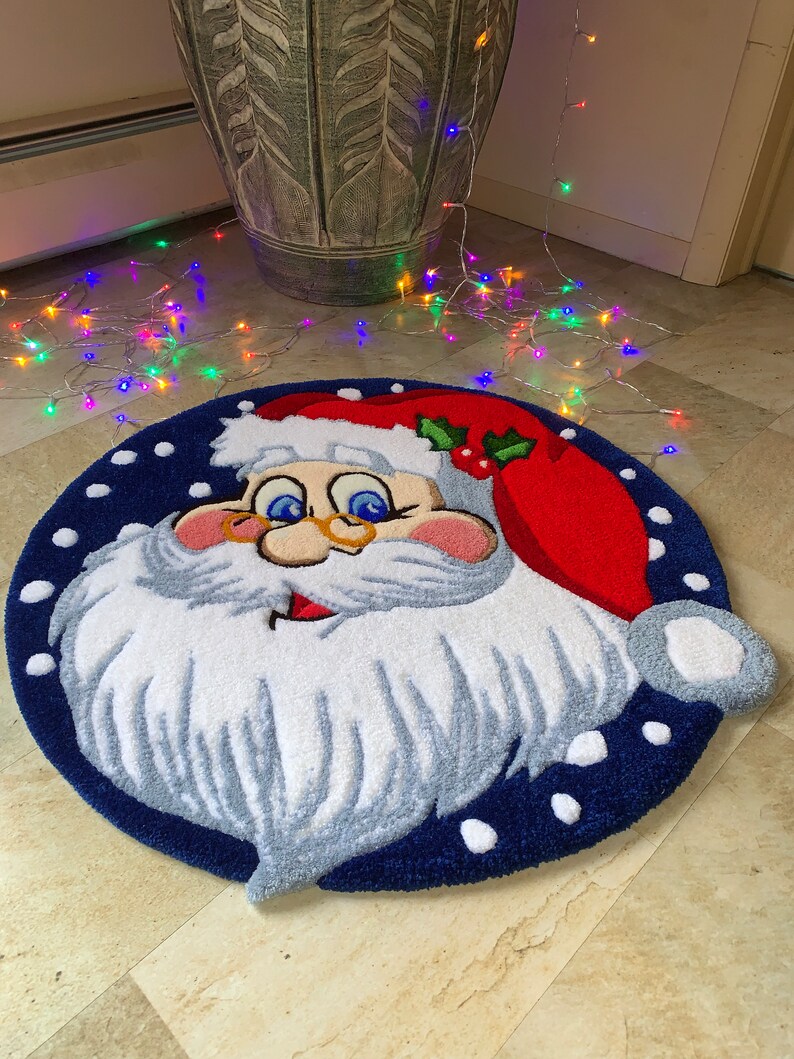 Handmade Santa Claus Rug, Tufted Acrylic Christmas Carpet (27 Inches ...