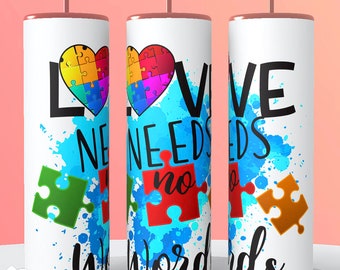 Love Needs No Words PNG suitable for tumblers, mugs and tshirts