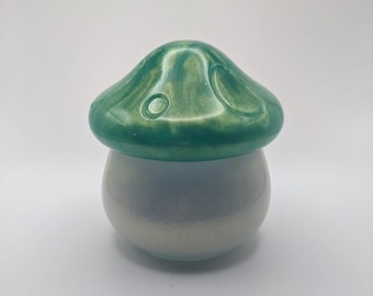 Grünes und weißes Pilzglas - Kleines Glas - Behälter - Vorratsgläser