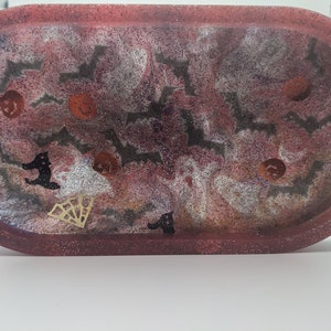Halloween Themed Mini Round Tray - Jewelry Tray - Rolling Tray - Decorative Tray