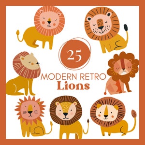 Lion Clipart Cute Lion Storybook Lion Safari Clipart Boho Safari Safari Birthday Safari Baby Shower Safari Nursery Lion Birthday Lion Shower